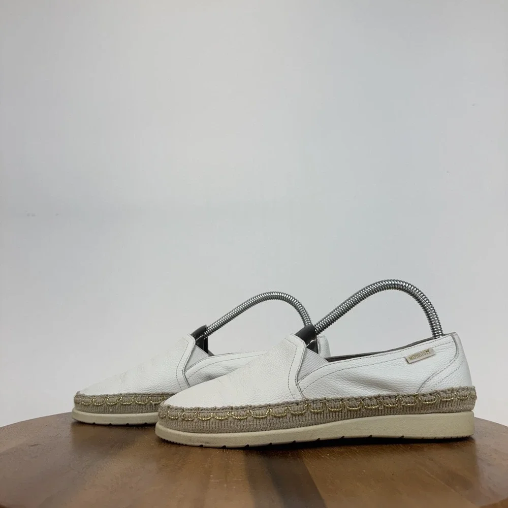 Womens Mephisto Valina White‎ Leather Espadrille Slip On Sneakers Size 7 M GUC
